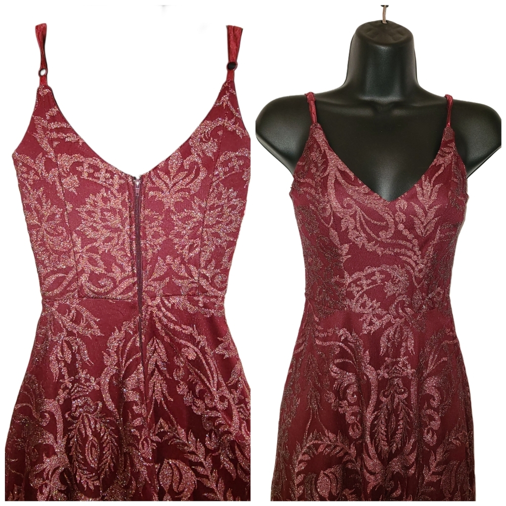 Burgundy Lace Evening Gown - Picture 5 of 5